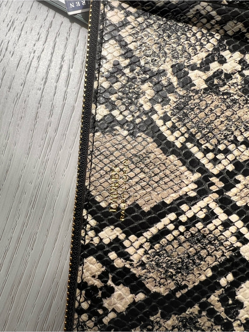 Ralph Lauren Snake-Print Wristlet Clutch in Black and Cream - Picture 4 of 6